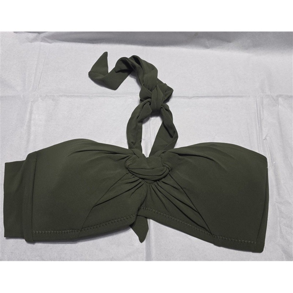 NWOT Robin Piccone M Bandeau Knot Bikini Swim Top Olive Green 132155